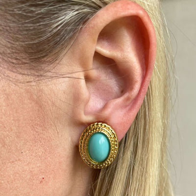 A pair of Vintage Christian Dior Faux Turquoise Clip On Earrings