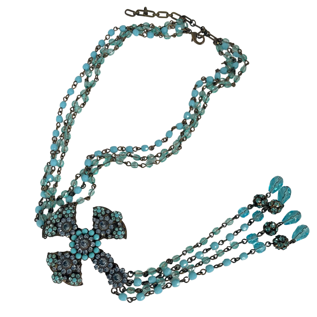 A Vintage Butler & Wilson Cross and Drop Turquoise Necklace
