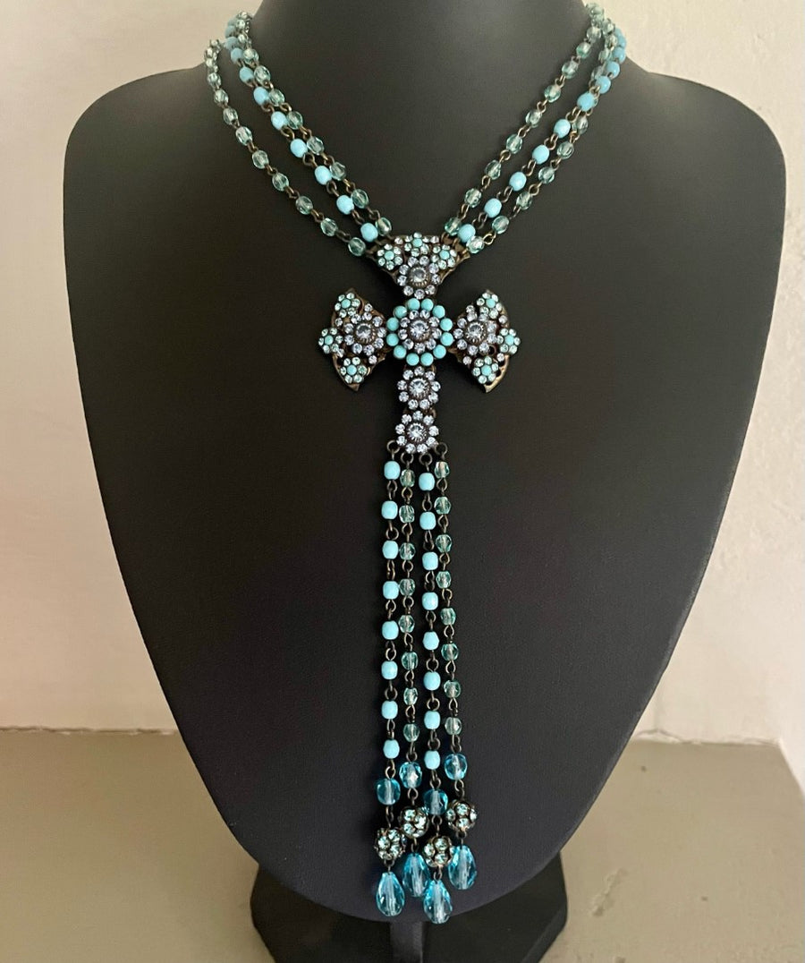A Vintage Butler & Wilson Cross and Drop Turquoise Necklace