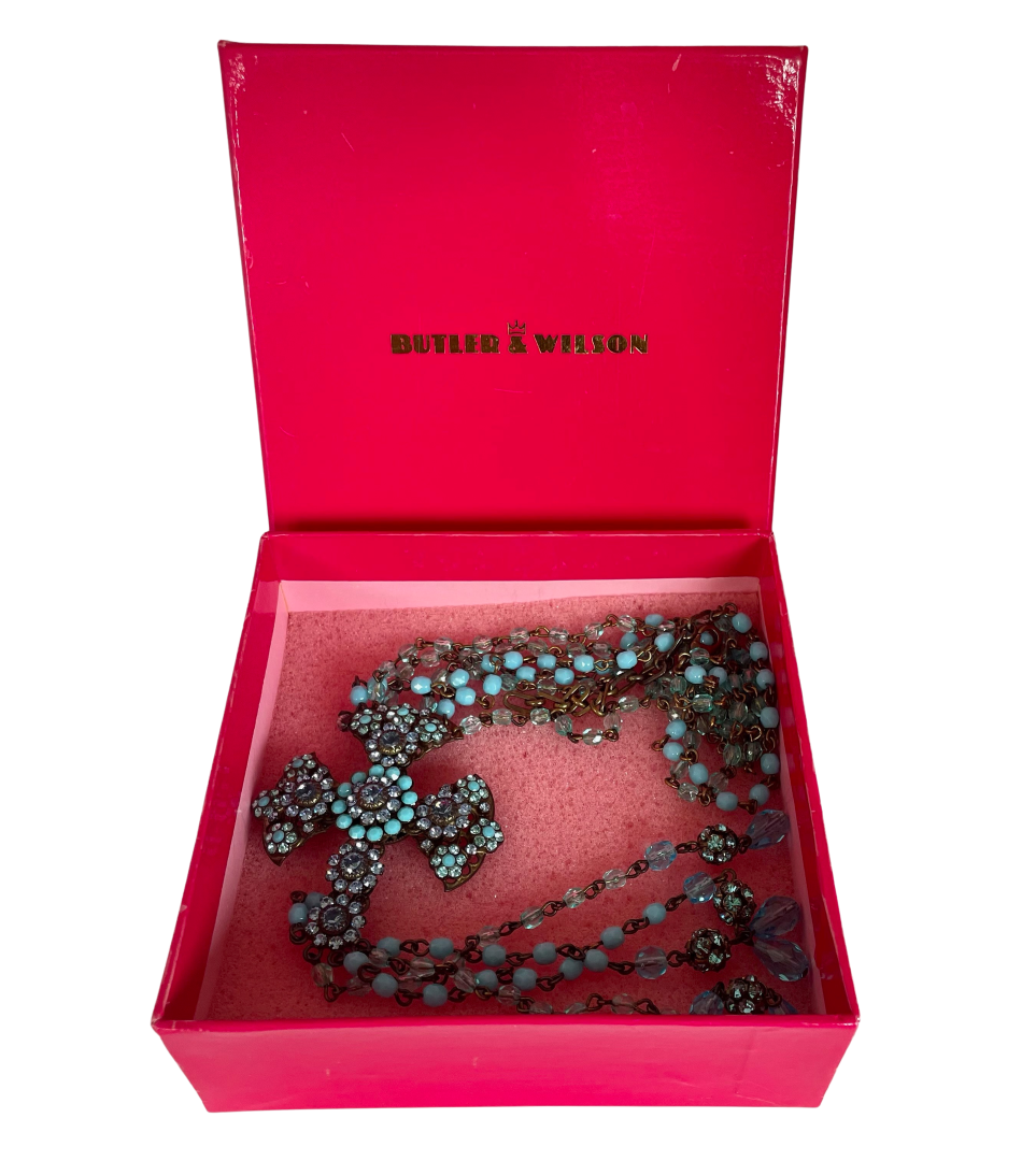 A Vintage Butler & Wilson Cross and Drop Turquoise Necklace
