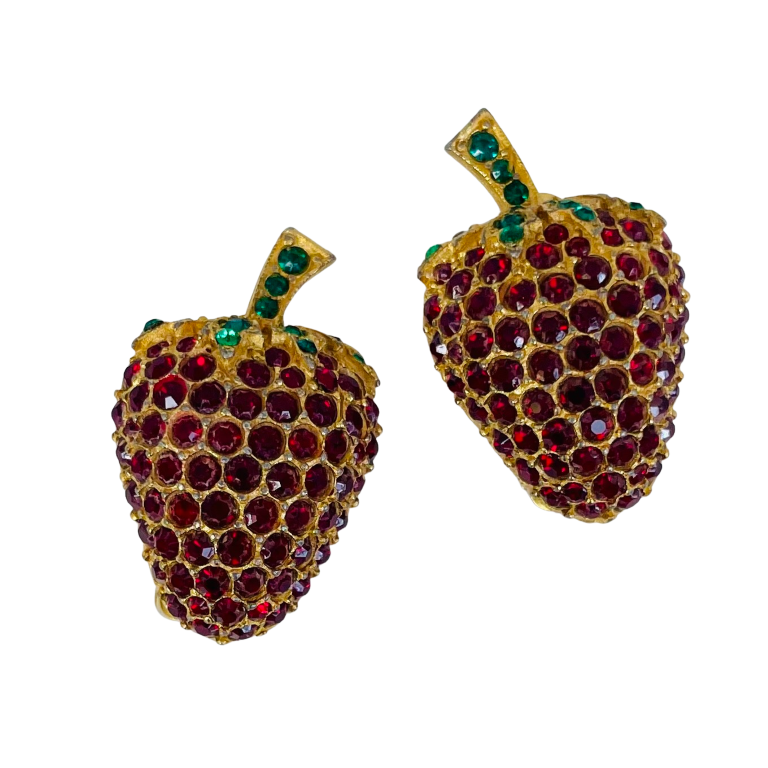A pair of Vintage Bellini Strawberry Clip Earrings, 1950s