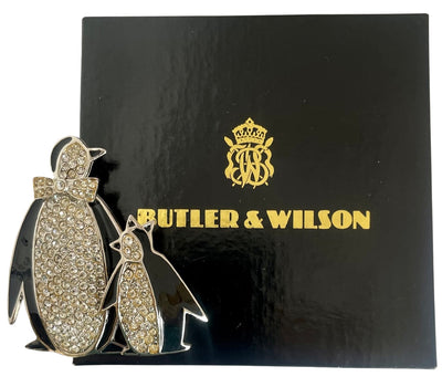 Vintage Butler & Wilson Penguin and Baby Brooch, 1980s, Book Piece