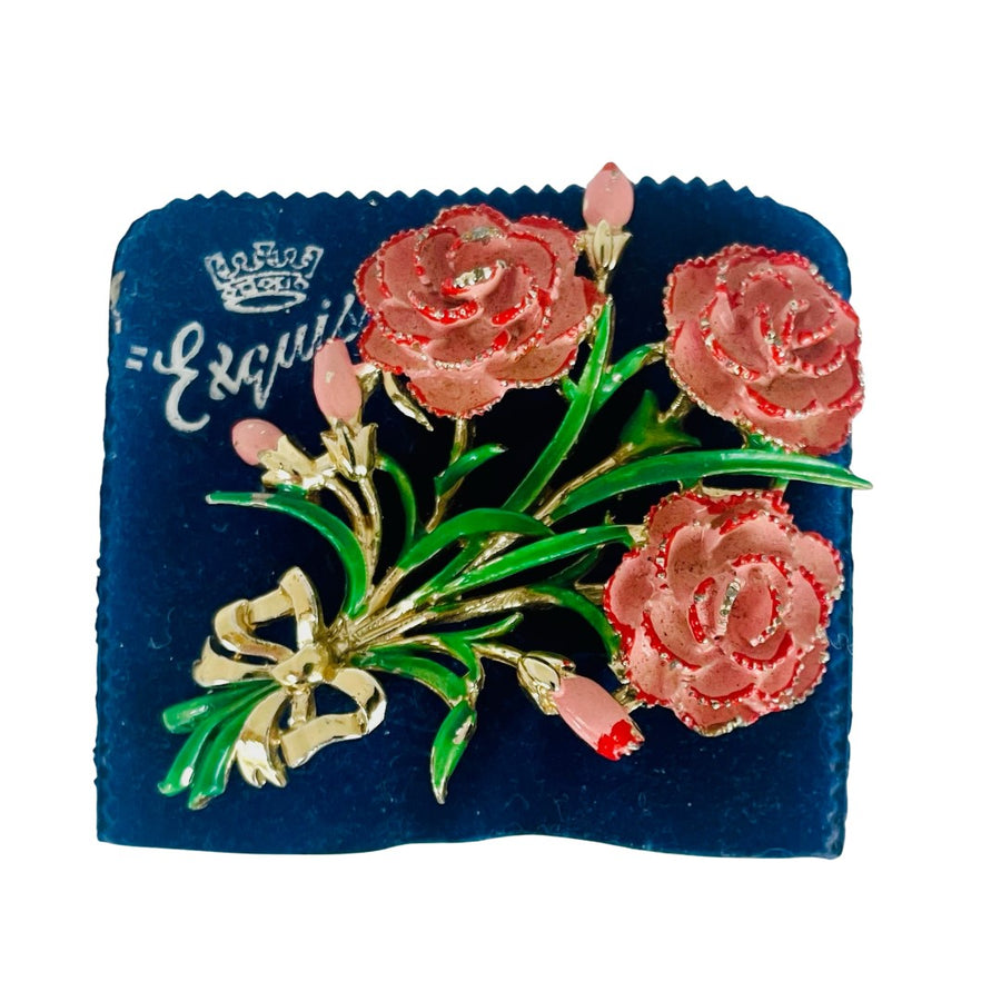 A Vintage Carnation Brooch, signed Exquisite, 1950s
