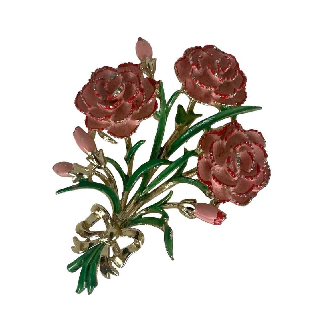A Vintage Carnation Brooch, signed Exquisite, 1950s