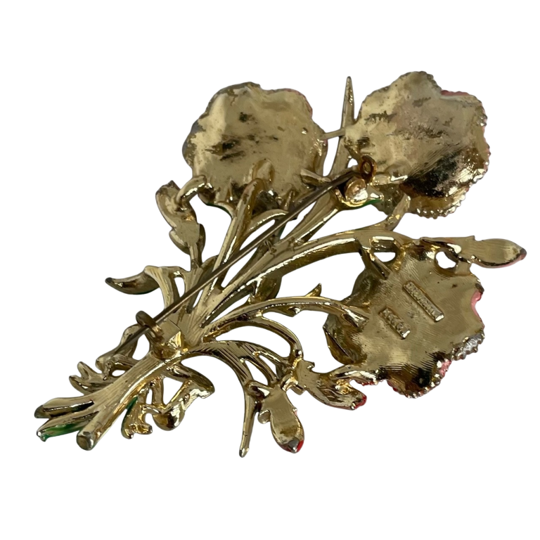A Vintage Carnation Brooch, signed Exquisite, 1950s