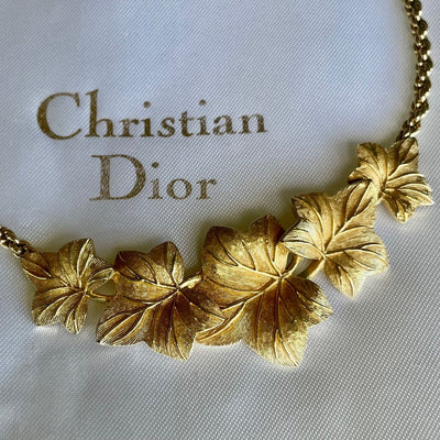 Vintage Christian Dior Gold-Plated Leaf Necklace