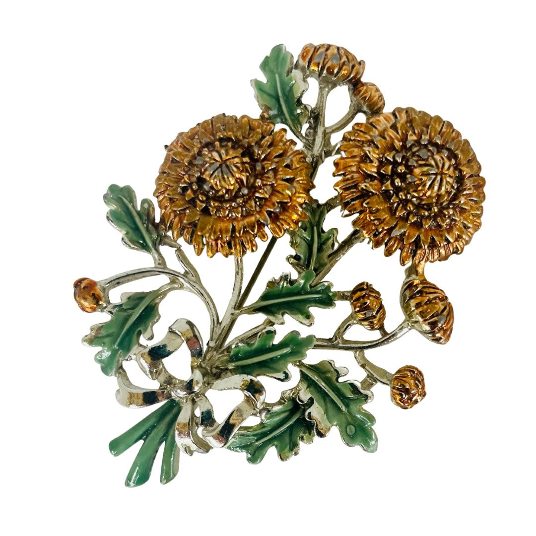 A Vintage Crysanthemum Brooch, 1960s, signed Exquisite