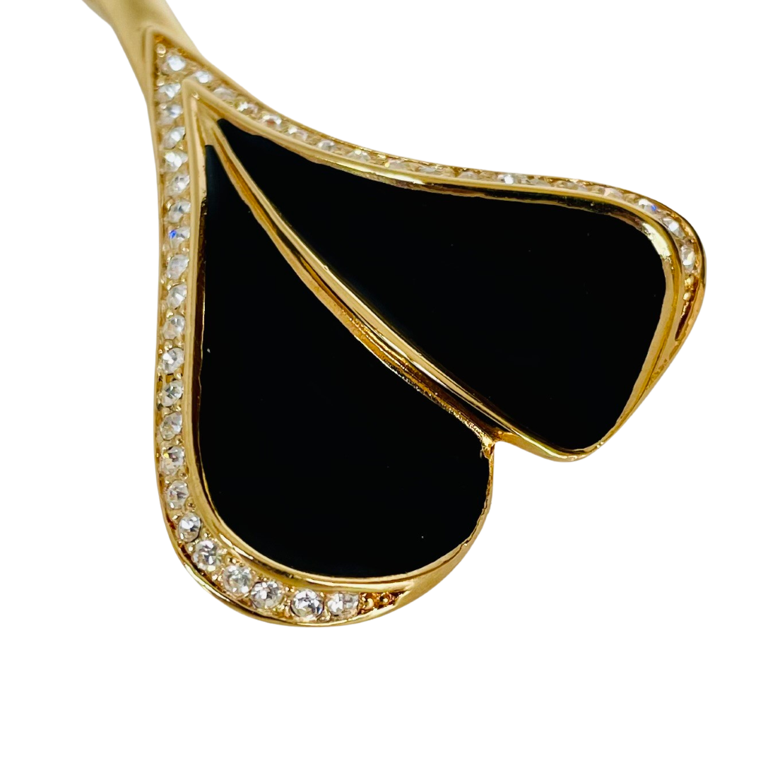 Vintage Christian Dior Pavé Crystal Brooch with Enamel Inlay