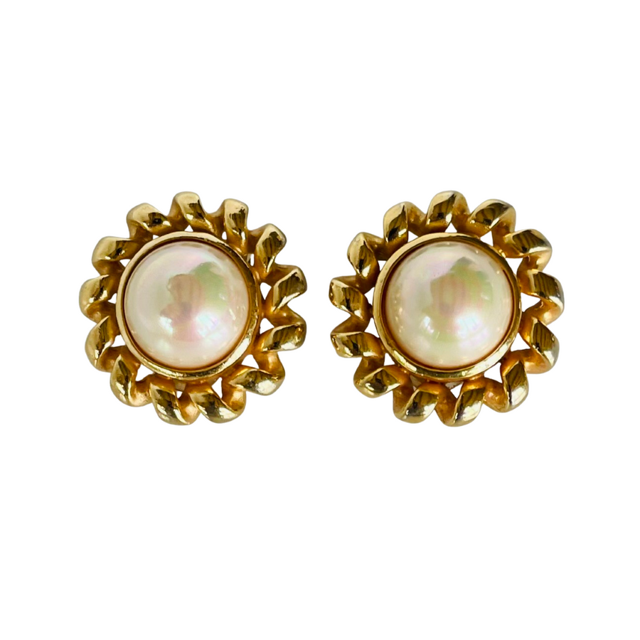 Vintage Christian Dior Pearl Clip Earrings, 1980s