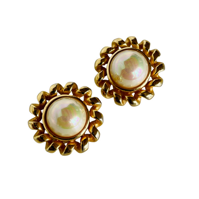 Vintage Christian Dior Pearl Clip Earrings, 1980s