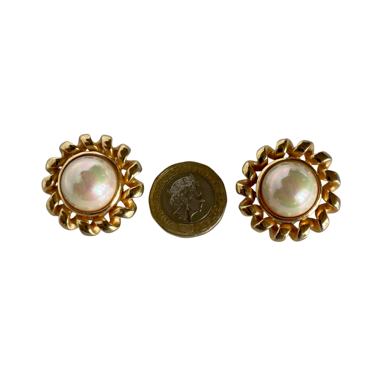 Vintage Christian Dior Pearl Clip Earrings, 1980s