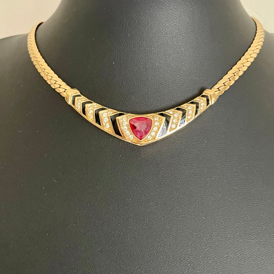 Vintage Christian Dior Art Deco Style Necklace, 1980s