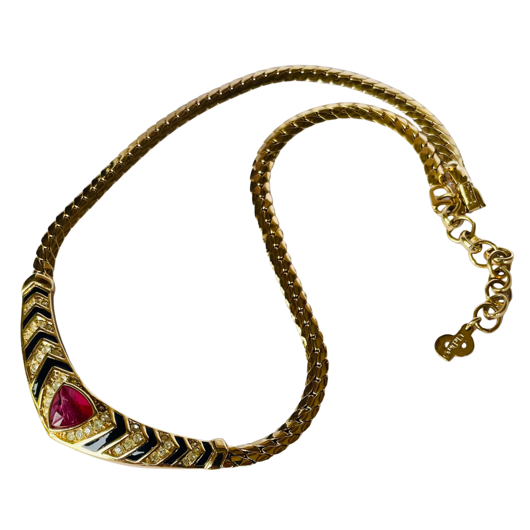 Vintage Christian Dior Art Deco Style Necklace, 1980s