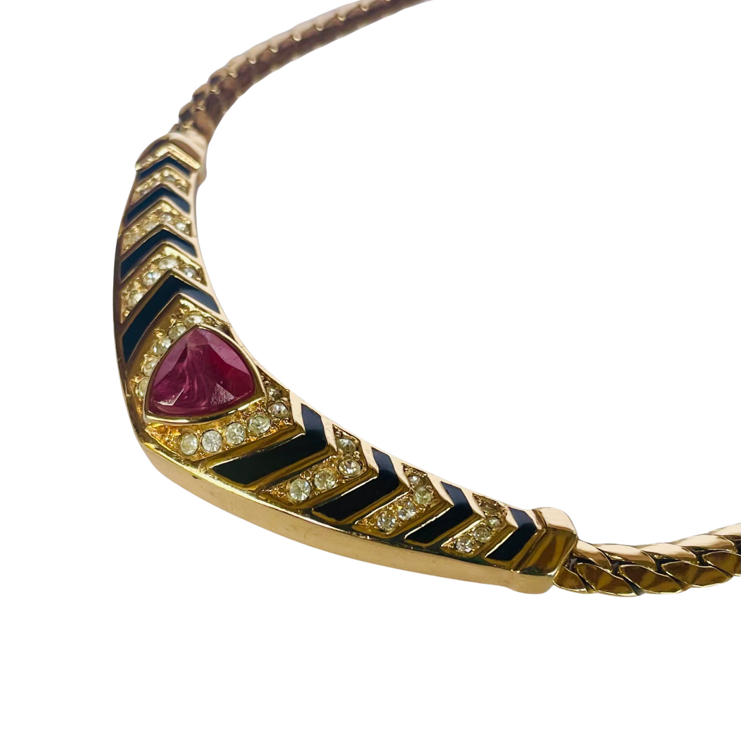 Vintage Christian Dior Art Deco Style Necklace, 1980s