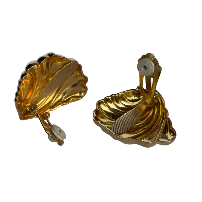 Vintage Christian Dior Large Shell Clip Earrings, 1980s