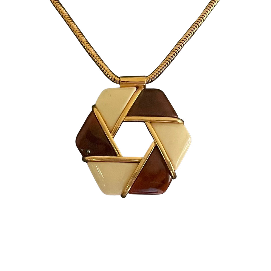 Vintage Givenchy Long Necklace with Hexagon Pendant, 1977