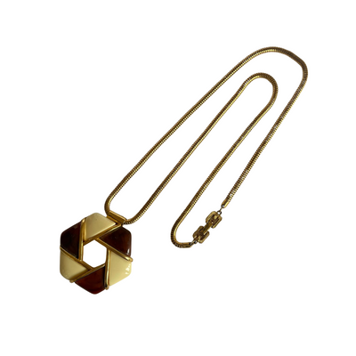 Vintage Givenchy Long Necklace with Hexagon Pendant, 1977