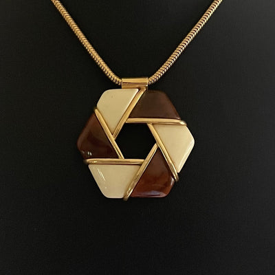 Vintage Givenchy Long Necklace with Hexagon Pendant, 1977