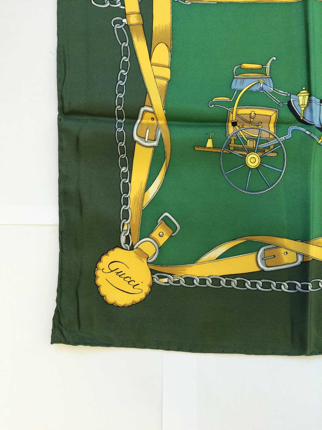 Vintage Gucci Horse and Carriage Silk Scarf, 1980s