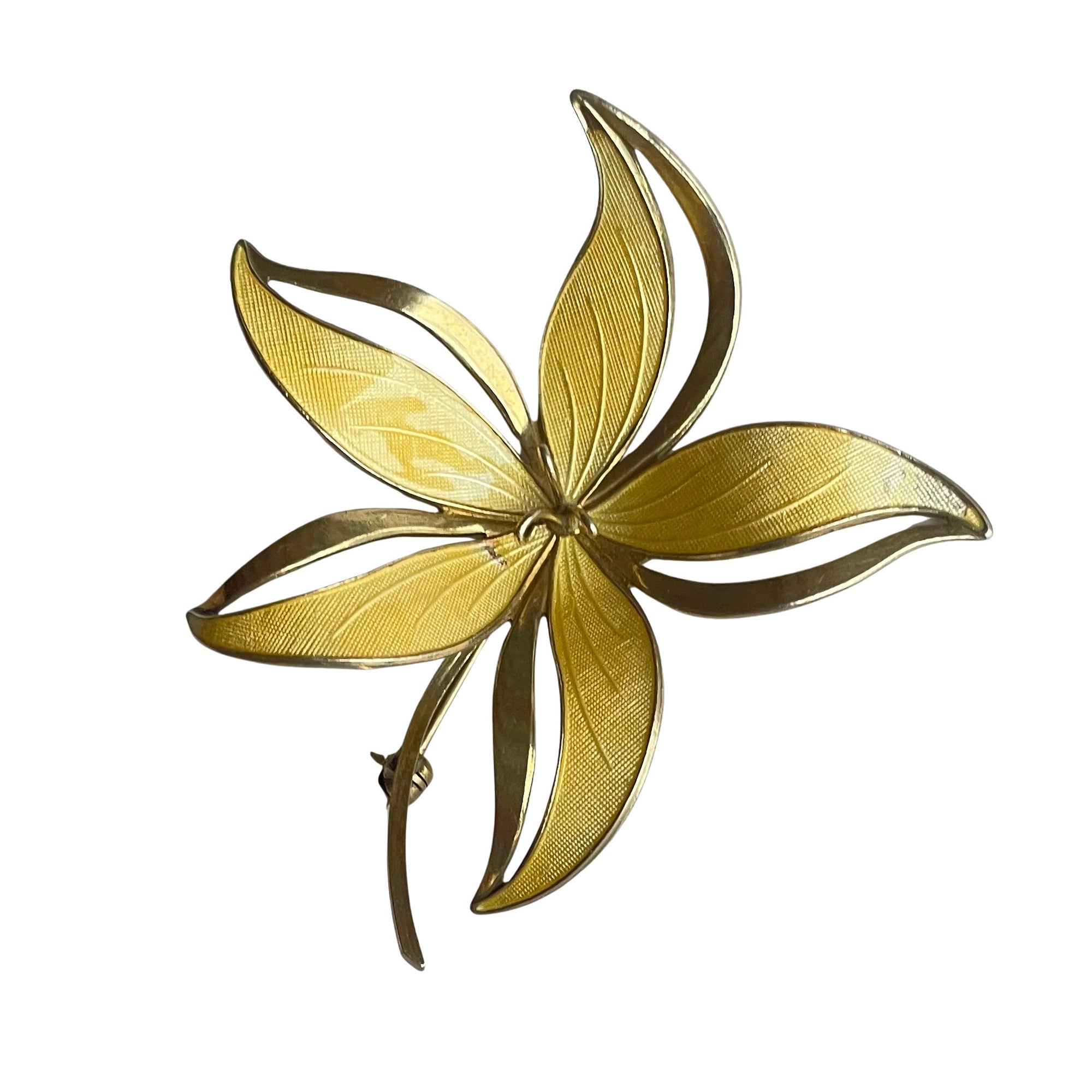 Vintage Hroar Prydz Norway Sterling Silver Guilloche Enamel Flower Brooch, Mid-Century