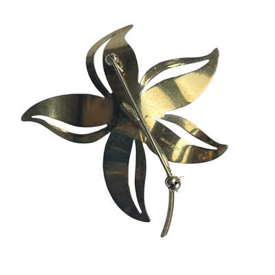 Vintage Hroar Prydz Norway Sterling Silver Guilloche Enamel Flower Brooch, Mid-Century