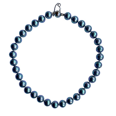 Vintage Majorica 'Tahitian' Faux Pearl Necklace 10mm | Sterling Silver Gilt Clasp | Original Box & Papers | Possibly Unworn