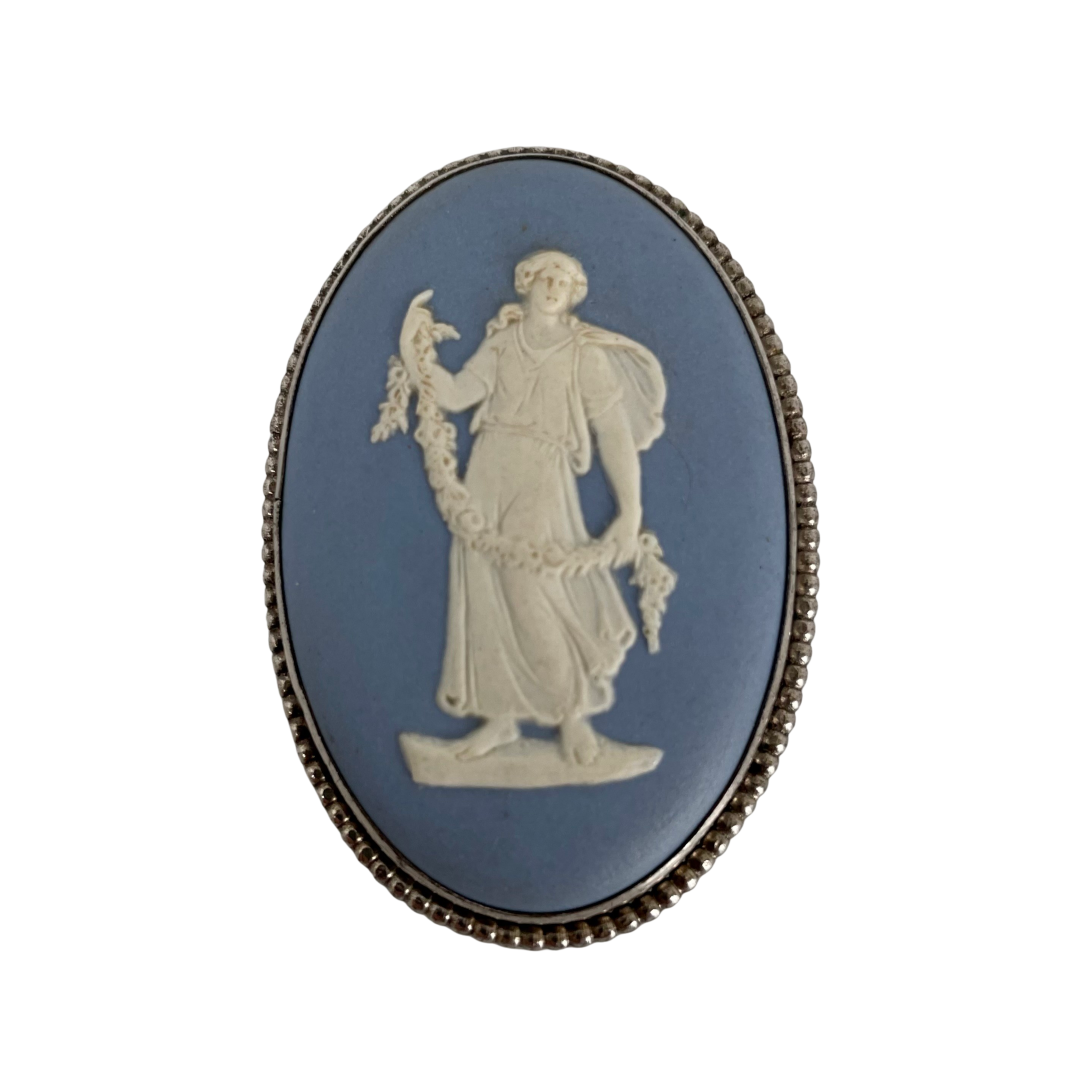 A Vintage Wedgwood Jasperware Cameo Brooch, 1957