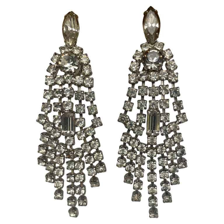 A Pair of Vintage Mid Century Statement Chandelier Clip On Earrings