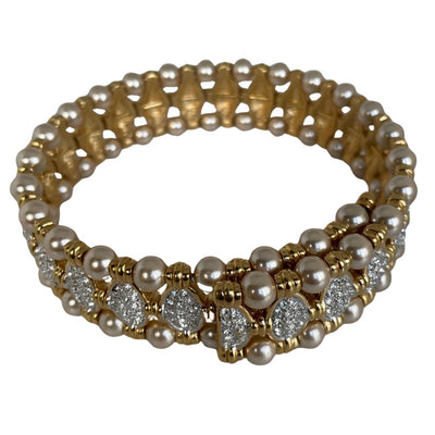 A Vintage Faux Pearl and Crystal Choker