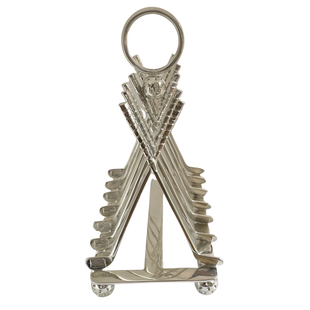 A Vintage Silver Plated Golf Toast Rack / Letter Rack