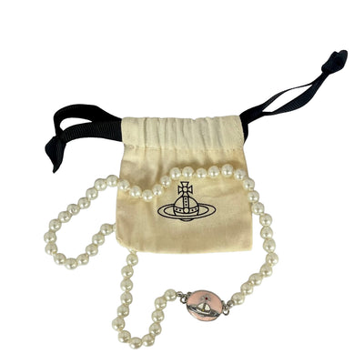 Vivienne Westwood Loelia Pearl Necklace, Pink Enamel Centrepiece