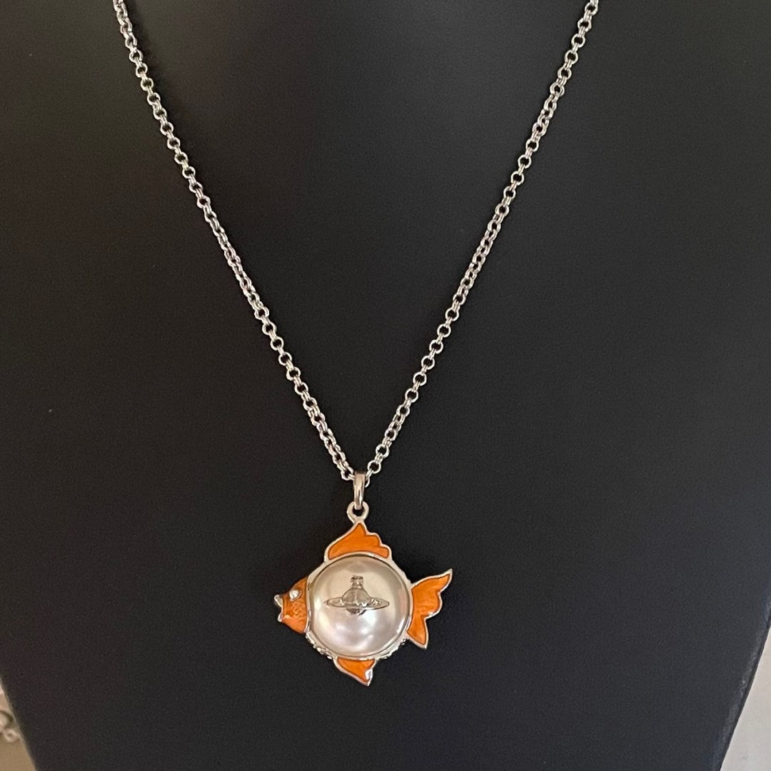 Vintage Vivienne Westwood Rare Goldfish Pendant Necklace, 2010