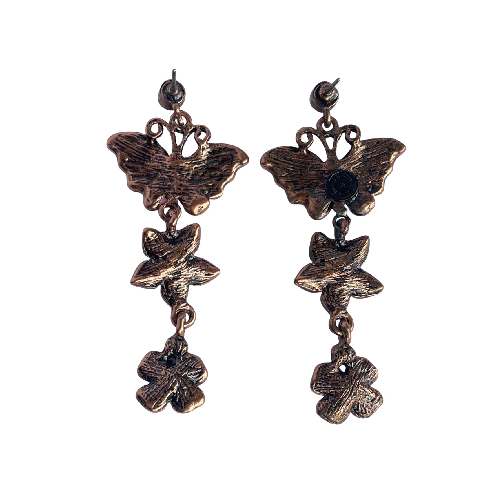 Vintage Butler & Wilson Crystal Butterfly and Flower Drop Stud Earrings