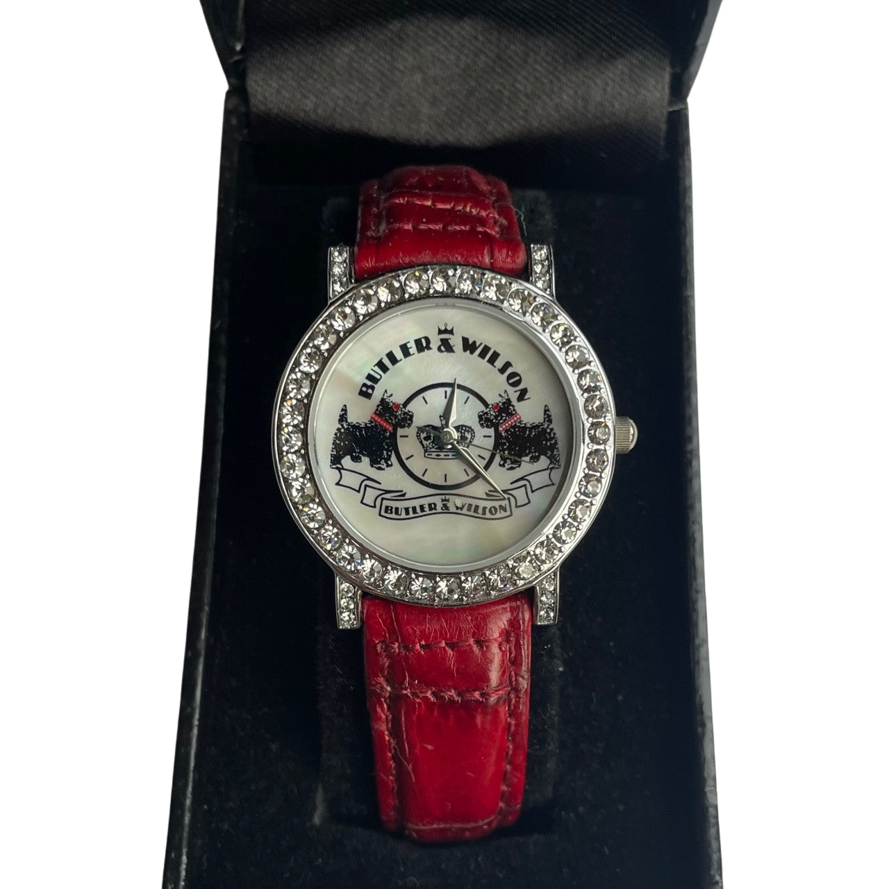 Butler & Wilson Scottie Dog Watch, Burgundy Leather Strap, Unworn