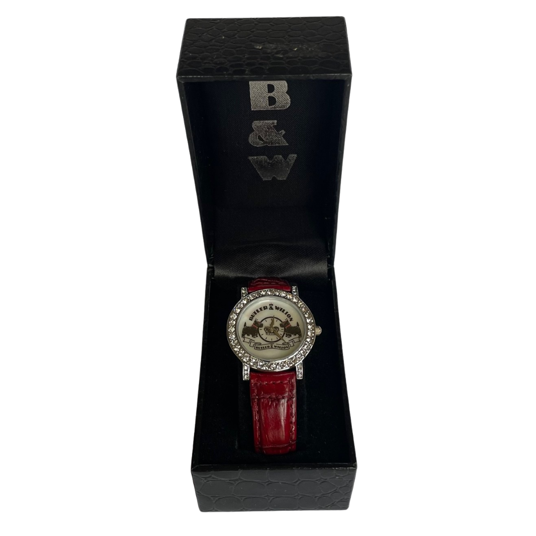 Butler & Wilson Scottie Dog Watch, Burgundy Leather Strap, Unworn