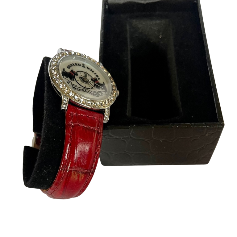 Butler & Wilson Scottie Dog Watch, Burgundy Leather Strap, Unworn