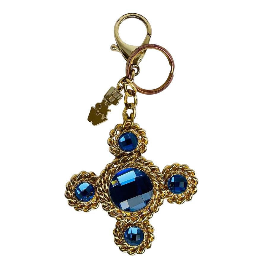 Vintage Butler & Wilson Vintage Cross Keyring / Handbag Charm, Cornflower Blue
