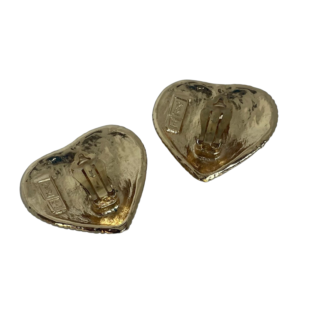A pair of Vintage Yves Saint Laurent Large Heart Clip On Earrings