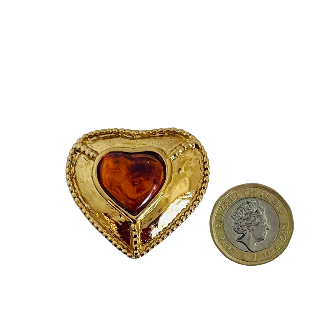 A pair of Vintage Yves Saint Laurent Large Heart Clip On Earrings