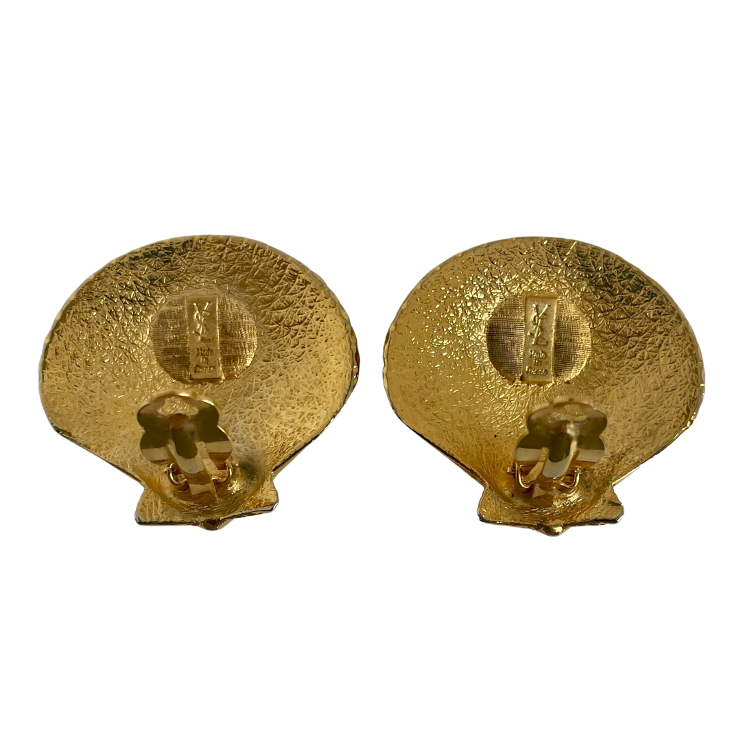 A Pair of Vintage Yves Saint Laurent Large Shell Clip Earrings