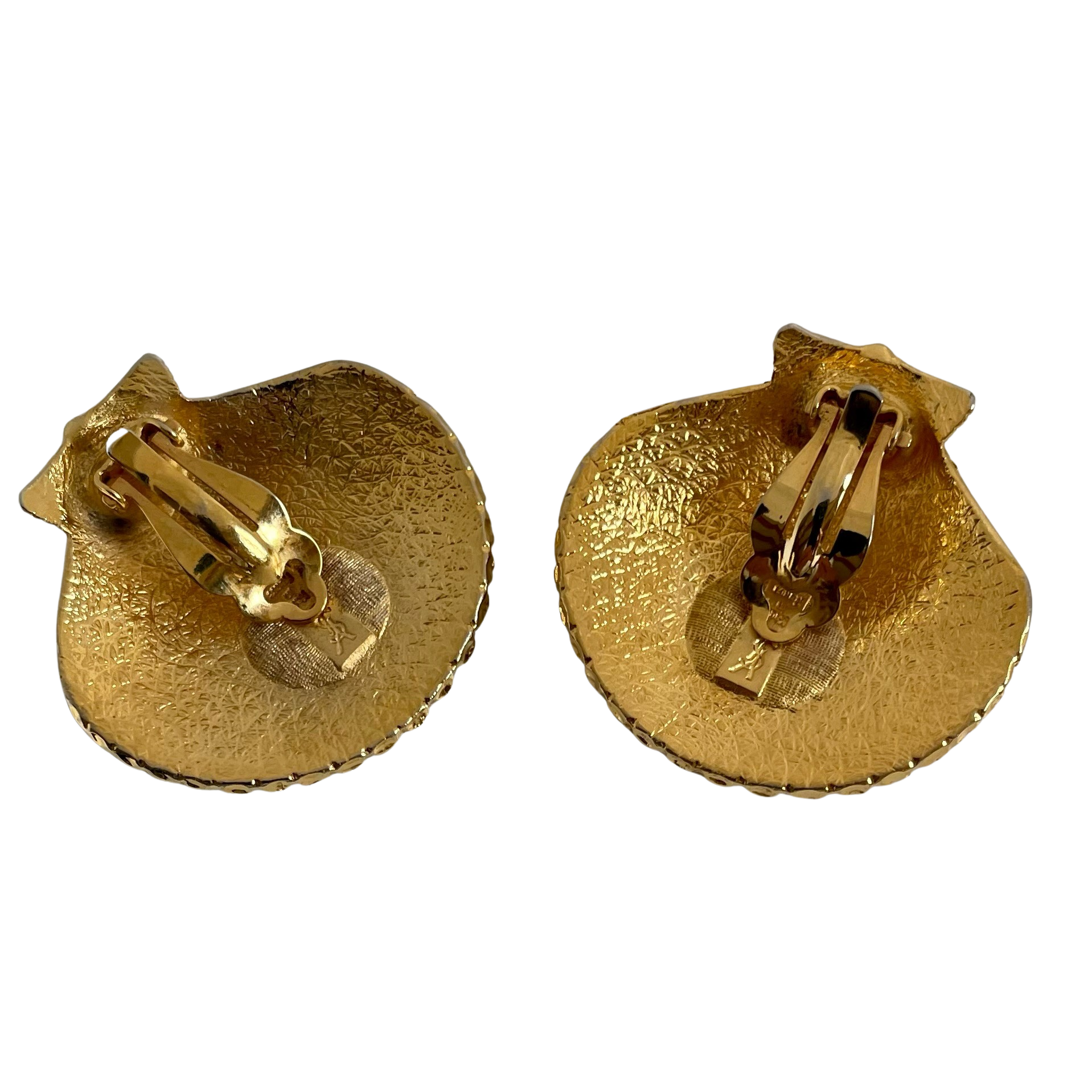 A Pair of Vintage Yves Saint Laurent Large Shell Clip Earrings
