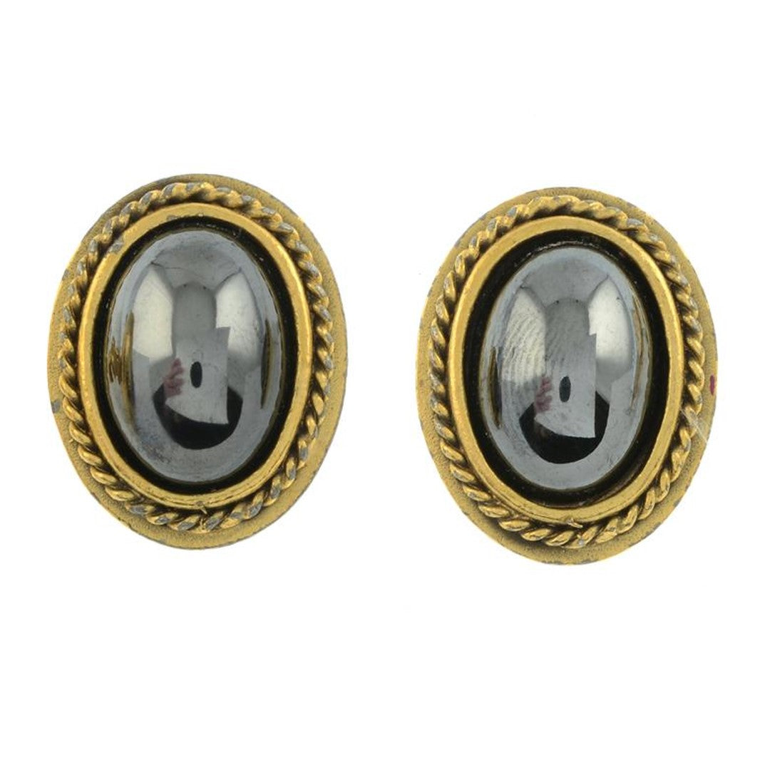 A Pair of Vintage Yves Saint Laurent Haematite Stud Earrings
