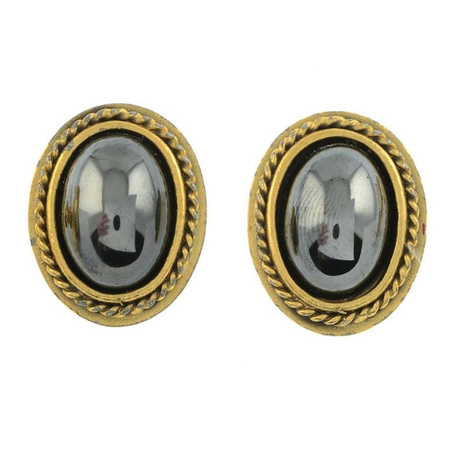 A Pair of Vintage Yves Saint Laurent Haematite Stud Earrings