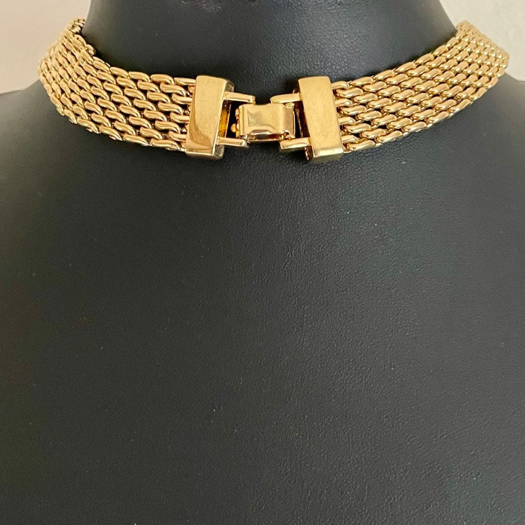 Vintage 1990s Gold-Plated Collar Necklace