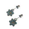 A pair of Vintage Aqua Crystal Flower Earrings