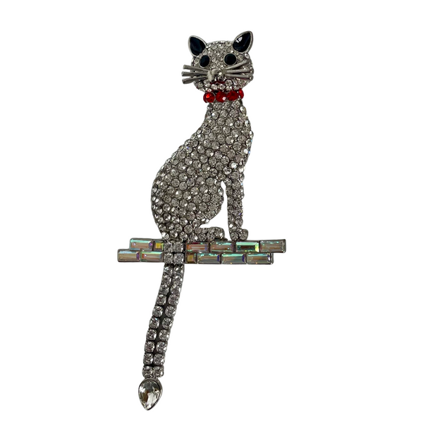 Vintage Butler & Wilson Cat Brooch with Articulated Tail - Annabel James