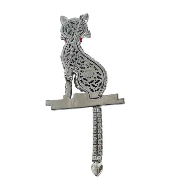 Vintage Butler & Wilson Cat Brooch with Articulated Tail - Annabel James