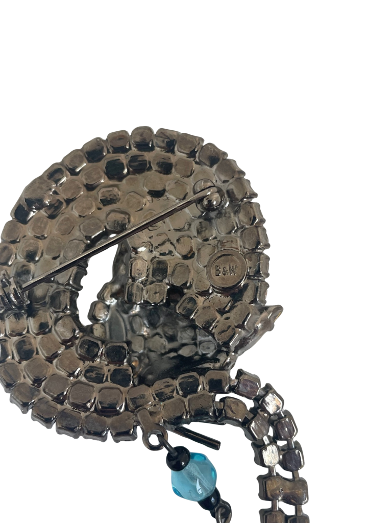 A Vintage Early Butler & Wilson Curled Up Cat with Dangles Large Brooch