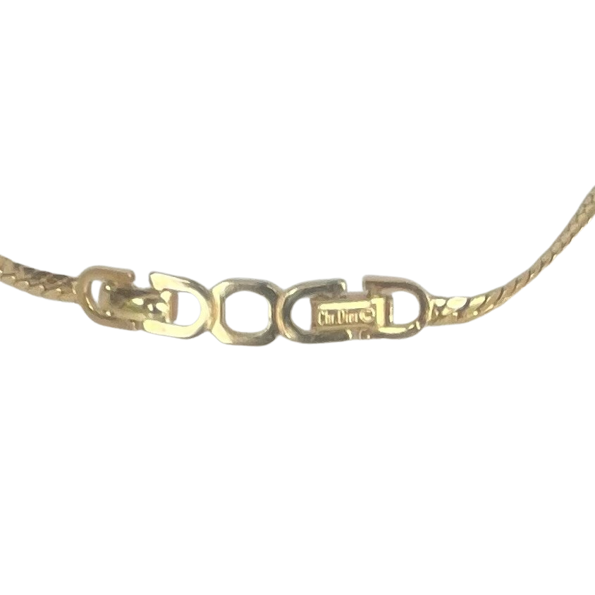 A Christian Dior Vintage Gold Plated Necklace with Faux Emerald