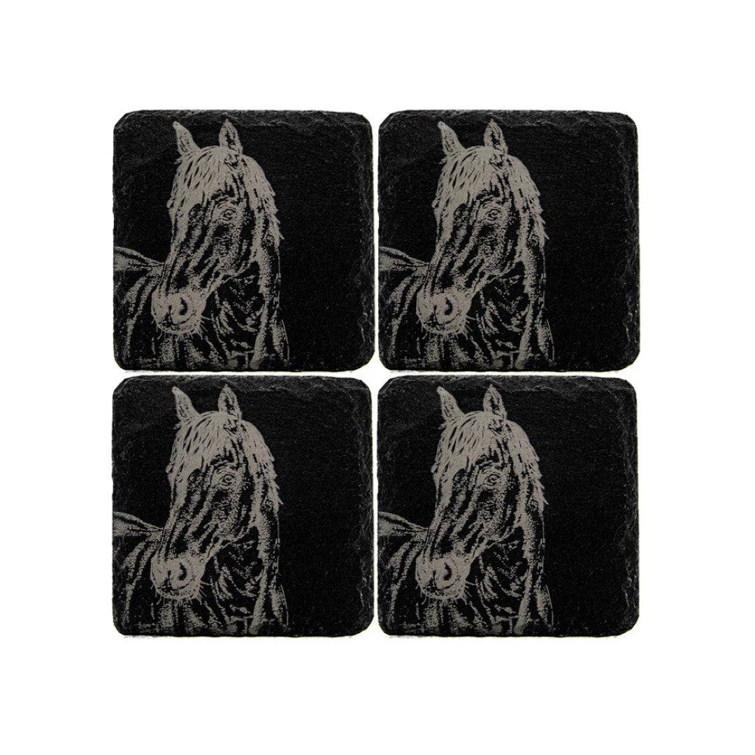 Set of 4 Slate Coasters - Horse